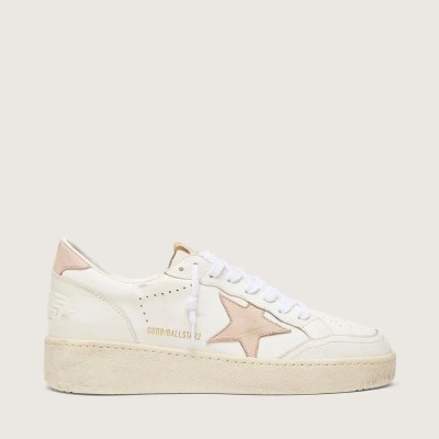 Golden Goose Ball Star Sneaker With Pink Nubuck Star And Heel Tab Golden Goose Ball Star Sneaker With Pink Nubuck Star And Heel Tab