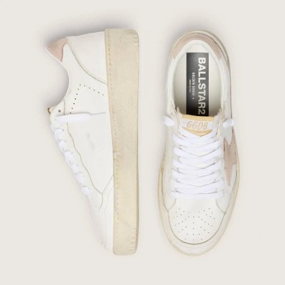 Golden Goose Ball Star Sneaker With Pink Nubuck Star And Heel Tab Golden Goose Ball Star Sneaker With Pink Nubuck Star And Heel Tab