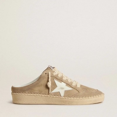 Golden Goose Ball Star Sabot Sneaker In Beige Suede With White Leather Star Golden Goose Ball Star Sabot Sneaker In Beige Suede With White Leather Star