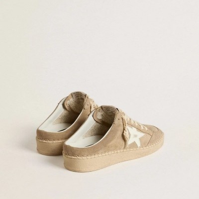 Golden Goose Ball Star Sabot Sneaker In Beige Suede With White Leather Star Golden Goose Ball Star Sabot Sneaker In Beige Suede With White Leather Star