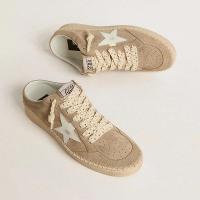 Golden Goose Ball Star Sabot Sneaker In Beige Suede With White Leather Star