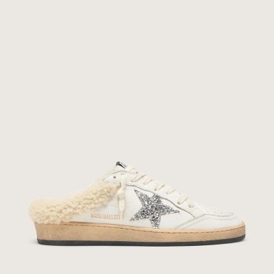 Golden Goose Ball Star Sabots Sneaker With Glitter Star And Shearling Lining Golden Goose Ball Star Sabots Sneaker With Glitter Star And Shearling Lining