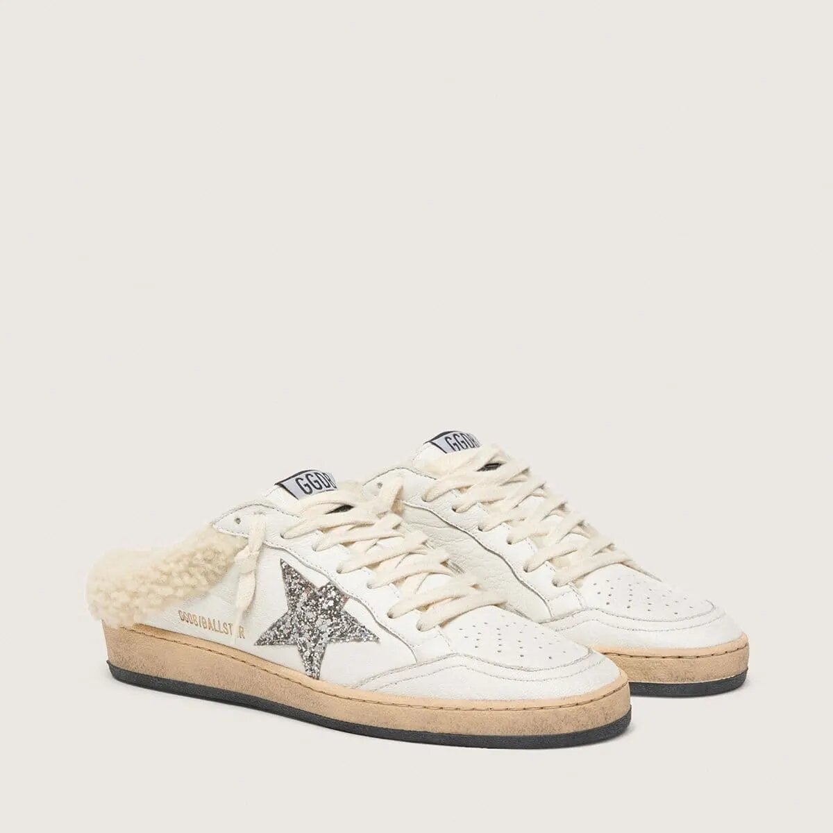 Golden Goose Ball Star Sabots Sneaker With Glitter Star And Shearling Lining Golden Goose Ball Star Sabots Sneaker With Glitter Star And Shearling Lining
