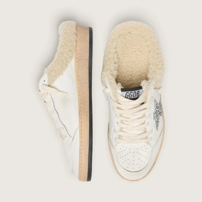 Golden Goose Ball Star Sabots Sneaker With Glitter Star And Shearling Lining Golden Goose Ball Star Sabots Sneaker With Glitter Star And Shearling Lining