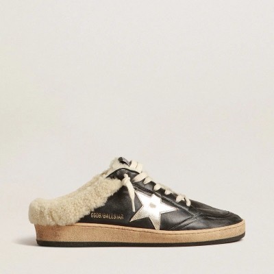 Golden Goose Ball Star Sabots Sneaker In Nappa With Platinum Star And Shearling Lining Golden Goose Ball Star Sabots Sneaker In Nappa With Platinum Star And Shearling Lining