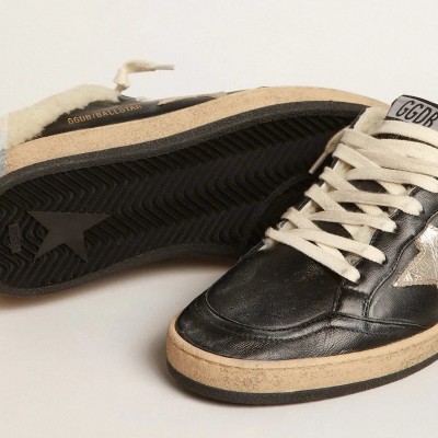 Golden Goose Ball Star Sabots Sneaker In Nappa With Platinum Star And Shearling Lining Golden Goose Ball Star Sabots Sneaker In Nappa With Platinum Star And Shearling Lining