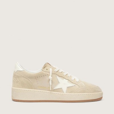 Golden Goose Ball Star Sneaker In Beige Suede With White Leather Star And Heel Tab Golden Goose Ball Star Sneaker In Beige Suede With White Leather Star And Heel Tab