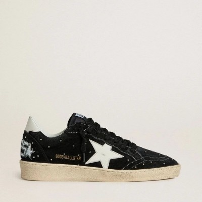 Golden Goose Ball Star Sneaker In Black Suede With Studs And White Leather Star Golden Goose Ball Star Sneaker In Black Suede With Studs And White Leather Star