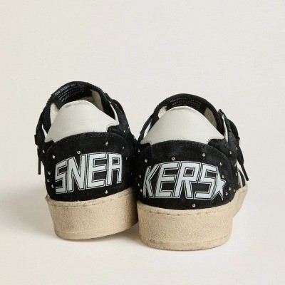 Golden Goose Ball Star Sneaker In Black Suede With Studs And White Leather Star Golden Goose Ball Star Sneaker In Black Suede With Studs And White Leather Star