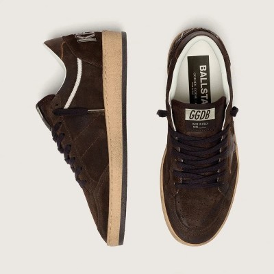 Golden Goose Ball Star Sneaker In Brown Suede With Brown Leather Star And Heel Tab Golden Goose Ball Star Sneaker In Brown Suede With Brown Leather Star And Heel Tab