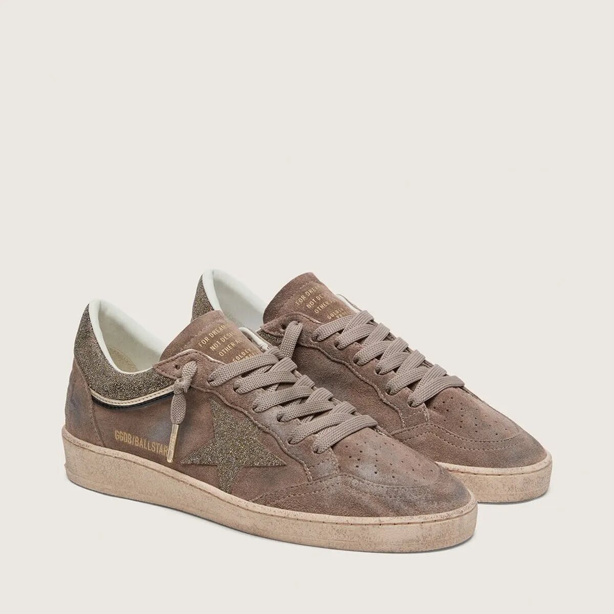 Golden Goose Ball Star Sneaker In Brown Suede With Brown Swarovski Star Golden Goose Ball Star Sneaker In Brown Suede With Brown Swarovski Star