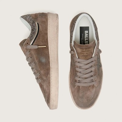 Golden Goose Ball Star Sneaker In Brown Suede With Brown Swarovski Star Golden Goose Ball Star Sneaker In Brown Suede With Brown Swarovski Star