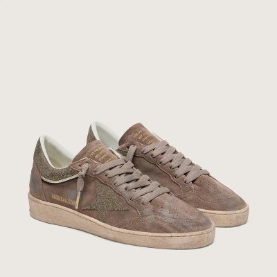 Golden Goose Ball Star Sneaker In Brown Suede With Brown Swarovski Star Golden Goose Ball Star Sneaker In Brown Suede With Brown Swarovski Star