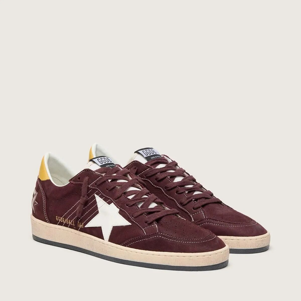 Golden Goose Ball Star Sneaker In Chocolate Nubuck With Leather Star And Heel Tab Golden Goose Ball Star Sneaker In Chocolate Nubuck With Leather Star And Heel Tab