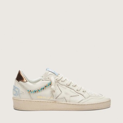 Golden Goose Ball Star Sneaker In Cream Leather With Tone-On-Tone Star And Beads Golden Goose Ball Star Sneaker In Cream Leather With Tone-On-Tone Star And Beads