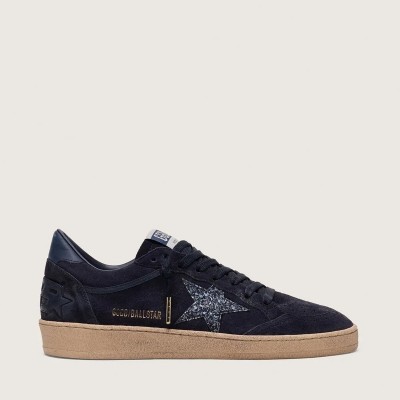 Golden Goose Ball Star Sneaker In Dark Blue Suede With Dark Blue Glitter Star Golden Goose Ball Star Sneaker In Dark Blue Suede With Dark Blue Glitter Star