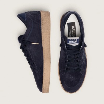 Golden Goose Ball Star Sneaker In Dark Blue Suede With Dark Blue Glitter Star Golden Goose Ball Star Sneaker In Dark Blue Suede With Dark Blue Glitter Star