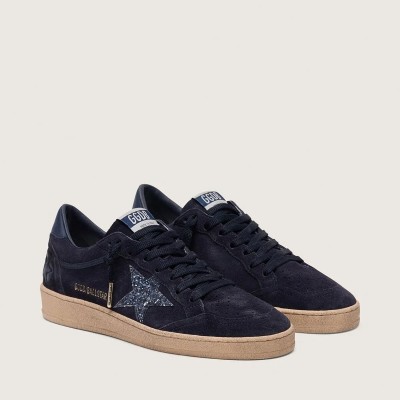 Golden Goose Ball Star Sneaker In Dark Blue Suede With Dark Blue Glitter Star Golden Goose Ball Star Sneaker In Dark Blue Suede With Dark Blue Glitter Star
