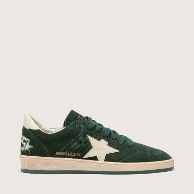 Golden Goose Ball Star Sneaker In Green Suede With White Leather Star And Heel Tab Golden Goose Ball Star Sneaker In Green Suede With White Leather Star And Heel Tab