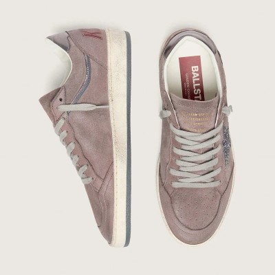 Golden Goose Ball Star Sneaker In Lavender Suede With Silver Glitter Star And Laminated Leather Heel Tab