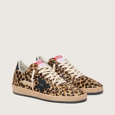 Golden Goose Ball Star Sneaker In Leo-Print Pony Skin, Black Leather Star &Amp; Heel Tab Golden Goose Ball Star Sneaker In Leo-Print Pony Skin, Black Leather Star &Amp; Heel Tab