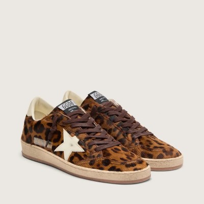 Golden Goose Ball Star Sneaker In Leopard-Print Pony Skin With Cream Star Golden Goose Ball Star Sneaker In Leopard-Print Pony Skin With Cream Star