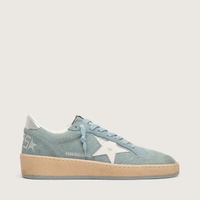 Golden Goose Ball Star Sneaker In Light Blue Suede With White Star