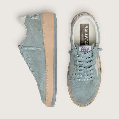 Golden Goose Ball Star Sneaker In Light Blue Suede With White Star
