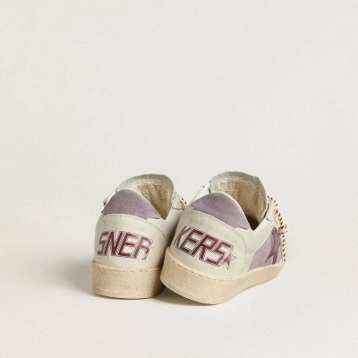 Golden Goose Ball Star Sneaker In Lilac Suede With Burgundy Leather Star And Lilac Suede Heel Tab Golden Goose Ball Star Sneaker In Lilac Suede With Burgundy Leather Star And Lilac Suede Heel Tab