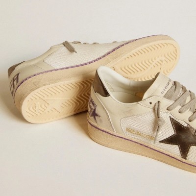 Golden Goose Ball Star Sneaker In Mesh And Leather With Metallic Leather Star And Heel Tab Golden Goose Ball Star Sneaker In Mesh And Leather With Metallic Leather Star And Heel Tab