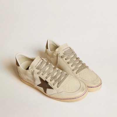 Golden Goose Ball Star Sneaker In Mesh And Leather With Metallic Leather Star And Heel Tab Golden Goose Ball Star Sneaker In Mesh And Leather With Metallic Leather Star And Heel Tab