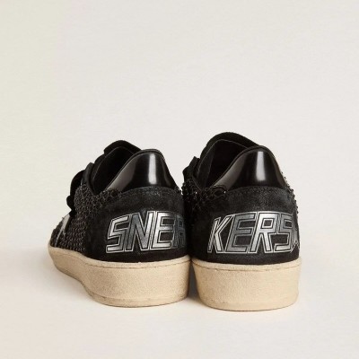 Golden Goose Ball Star Sneaker In Mesh With Swarovski Crystals And Black Laminated Leather Star And Heel Tab Golden Goose Ball Star Sneaker In Mesh With Swarovski Crystals And Black Laminated Leather Star And Heel Tab