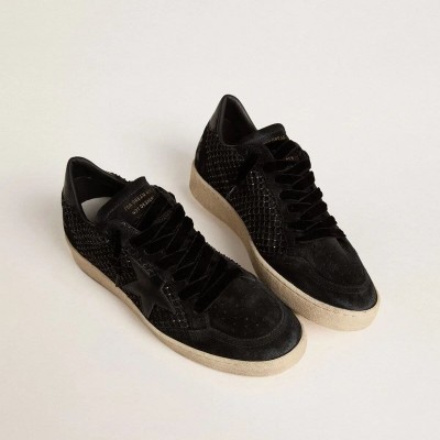 Golden Goose Ball Star Sneaker In Mesh With Swarovski Crystals And Black Laminated Leather Star And Heel Tab Golden Goose Ball Star Sneaker In Mesh With Swarovski Crystals And Black Laminated Leather Star And Heel Tab