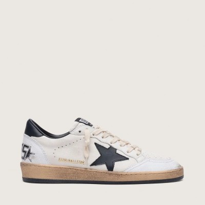 Golden Goose Ball Star Sneaker In Nappa With Black Star And Black Heel Tab Golden Goose Ball Star Sneaker In Nappa With Black Star And Black Heel Tab