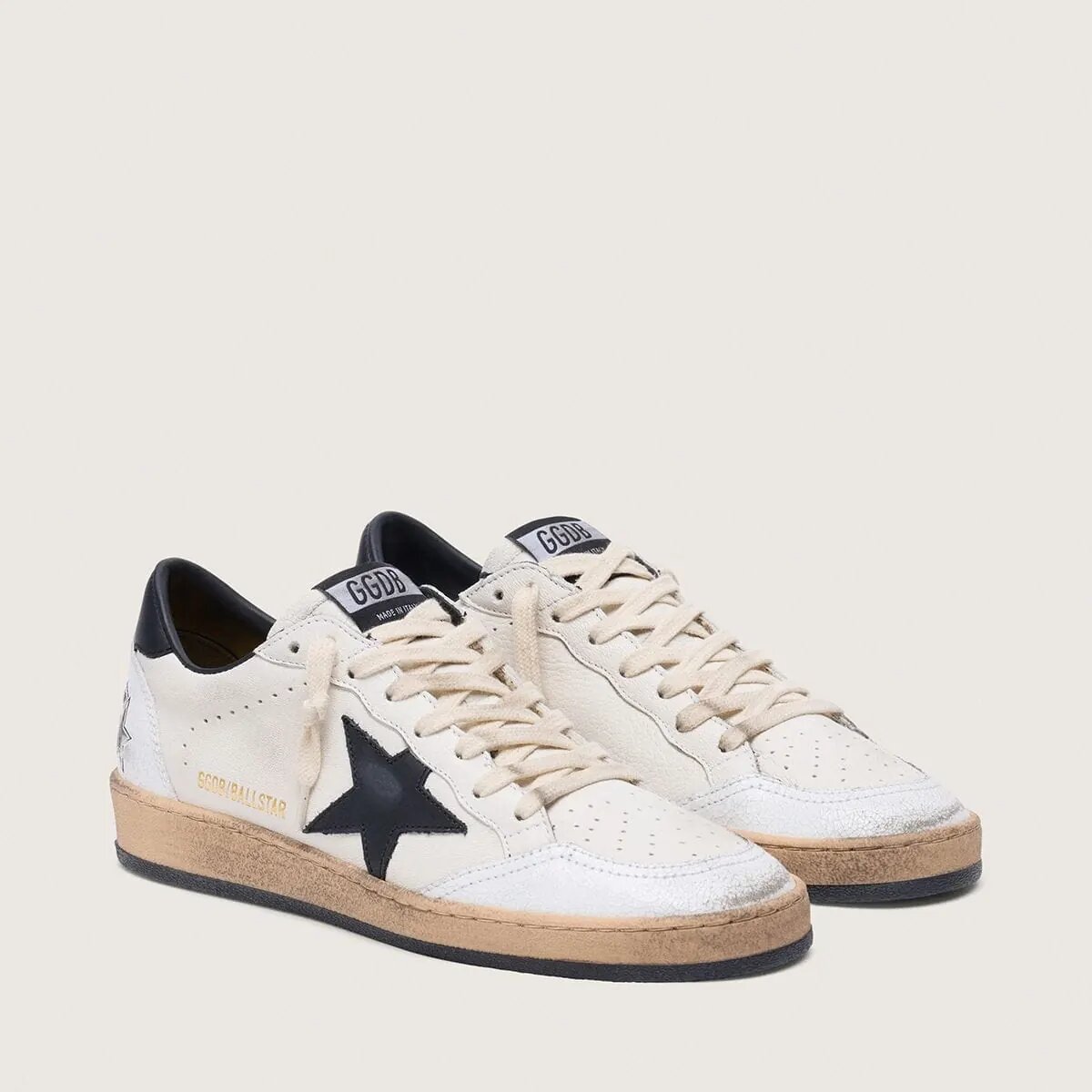 Golden Goose Ball Star Sneaker In Nappa With Black Star And Black Heel Tab Golden Goose Ball Star Sneaker In Nappa With Black Star And Black Heel Tab