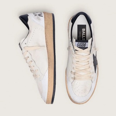 Golden Goose Ball Star Sneaker In Nappa With Black Star And Black Heel Tab Golden Goose Ball Star Sneaker In Nappa With Black Star And Black Heel Tab