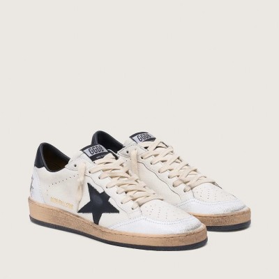 Golden Goose Ball Star Sneaker In Nappa With Black Star And Black Heel Tab Golden Goose Ball Star Sneaker In Nappa With Black Star And Black Heel Tab