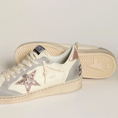 Golden Goose Ball Star Sneaker In Nappa With Glitter Star And Metallic Heel Tab Golden Goose Ball Star Sneaker In Nappa With Glitter Star And Metallic Heel Tab