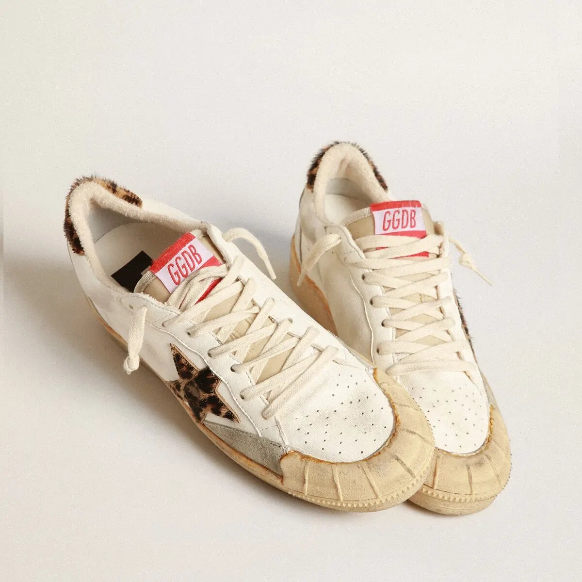 Golden Goose Ball Star Sneaker In Nappa With Leopard-Print Pony Skin Star And Heel Tab Golden Goose Ball Star Sneaker In Nappa With Leopard-Print Pony Skin Star And Heel Tab