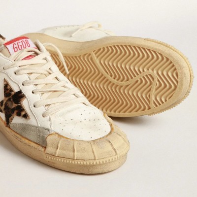 Golden Goose Ball Star Sneaker In Nappa With Leopard-Print Pony Skin Star And Heel Tab Golden Goose Ball Star Sneaker In Nappa With Leopard-Print Pony Skin Star And Heel Tab