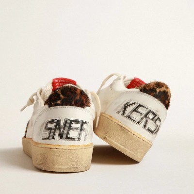 Golden Goose Ball Star Sneaker In Nappa With Leopard-Print Pony Skin Star And Heel Tab Golden Goose Ball Star Sneaker In Nappa With Leopard-Print Pony Skin Star And Heel Tab