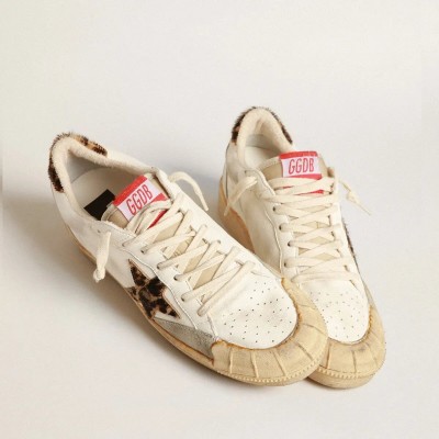 Golden Goose Ball Star Sneaker In Nappa With Leopard-Print Pony Skin Star And Heel Tab Golden Goose Ball Star Sneaker In Nappa With Leopard-Print Pony Skin Star And Heel Tab