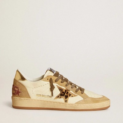 Golden Goose Ball Star Sneaker In Nappa And Suede With Pony Skin Star And Metallic Heel Tab Golden Goose Ball Star Sneaker In Nappa And Suede With Pony Skin Star And Metallic Heel Tab