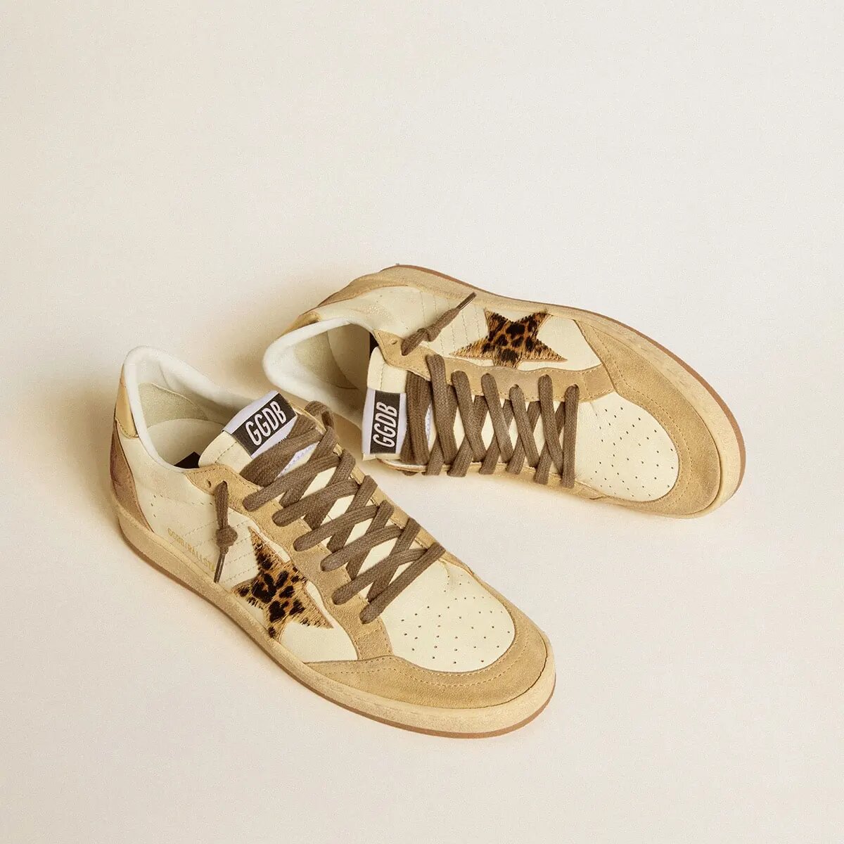 Golden Goose Ball Star Sneaker In Nappa And Suede With Pony Skin Star And Metallic Heel Tab Golden Goose Ball Star Sneaker In Nappa And Suede With Pony Skin Star And Metallic Heel Tab