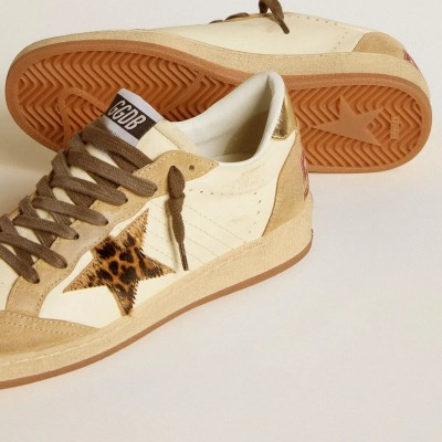 Golden Goose Ball Star Sneaker In Nappa And Suede With Pony Skin Star And Metallic Heel Tab Golden Goose Ball Star Sneaker In Nappa And Suede With Pony Skin Star And Metallic Heel Tab