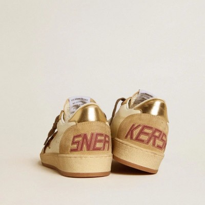 Golden Goose Ball Star Sneaker In Nappa And Suede With Pony Skin Star And Metallic Heel Tab Golden Goose Ball Star Sneaker In Nappa And Suede With Pony Skin Star And Metallic Heel Tab