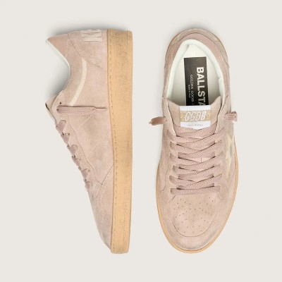 Golden Goose Ball Star Sneaker In Powder-Pink Suede With Metallic Gold Star Golden Goose Ball Star Sneaker In Powder-Pink Suede With Metallic Gold Star