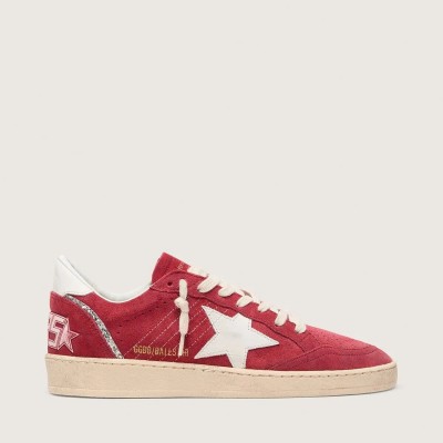 Golden Goose Ball Star Sneaker In Red Suede With White Leather Star And Heel Tab Golden Goose Ball Star Sneaker In Red Suede With White Leather Star And Heel Tab