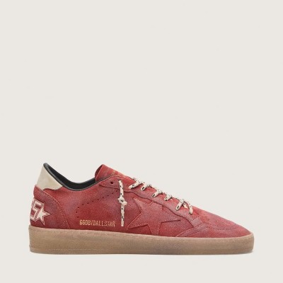 Golden Goose Ball Star Sneaker In Rust-Red Suede With Tone-On-Tone Star
