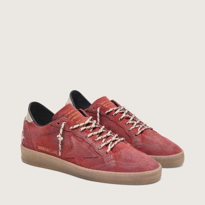 Golden Goose Ball Star Sneaker In Rust-Red Suede With Tone-On-Tone Star Golden Goose Ball Star Sneaker In Rust-Red Suede With Tone-On-Tone Star